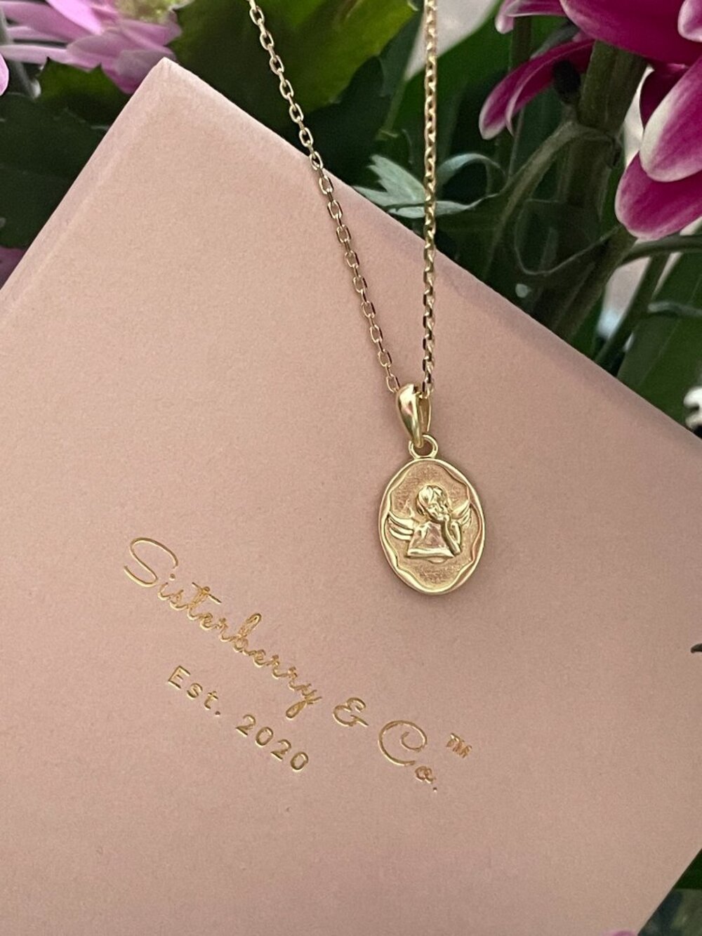 NWT Amora Guardian Angel Charm Necklace // 14kt Gold Vermeil